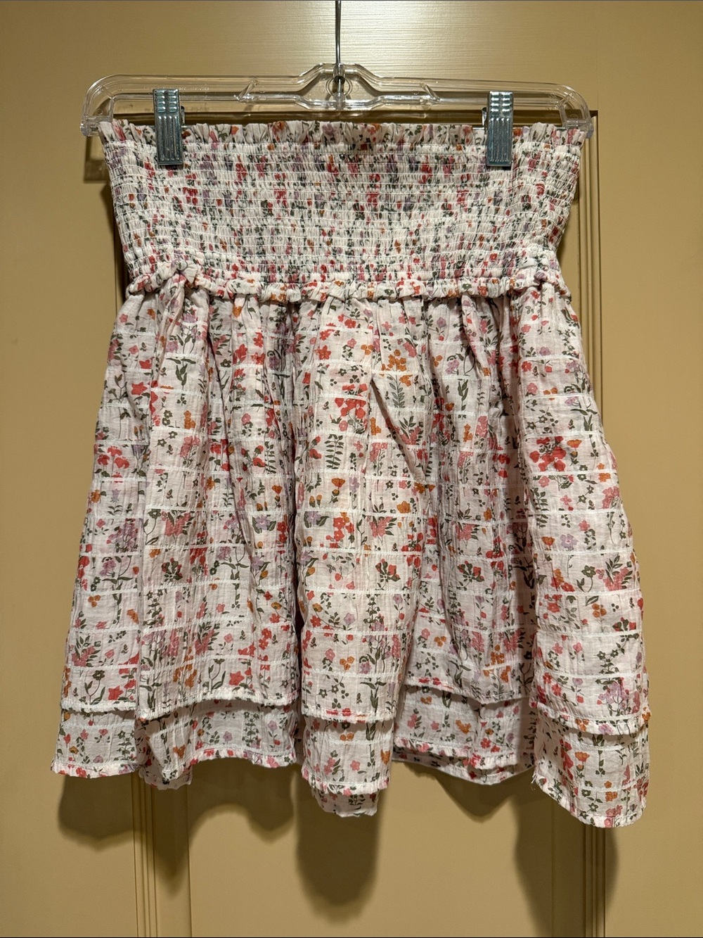 Rails Floral Smocked Waist Mini Skirt - Pink White
